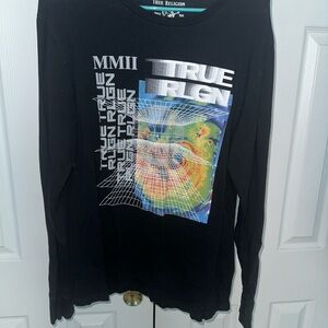 True Religion Black Multicolor Graphic Long Sleeve Tee